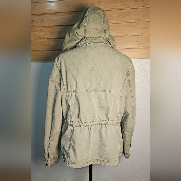 Levis Army Green  Utility Cargo Jacket Size Large Pockets with hideable hood - Picture 9 of 15